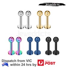 x2-x10 Labret Lip Stud Ring Tragus Bar Earring Surgical Steel Piercing Jewellery Gold & Silver Piercing price
