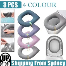 3x Soft Toilet Seat Bathroom Washable Warmer Cushion Mat Cover Pad Hook NEW Lid Toilet Seat price