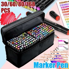 60-168PCS Marker Pen Set Dual Heads Graphic Artist Craft Sketch Touch Markers AU Pen Set price