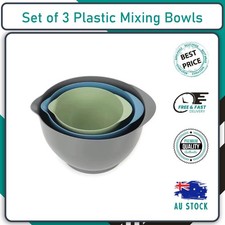 Set of 3 Plastic Mixing Bowls Free To Get Perfect Blend Of Ingredients BPA Free Bowl price