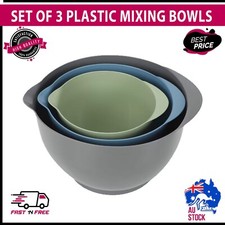 Set of 3 Plastic Mixing Bowls Free To Get Perfect Blend Of Ingredients BPA Free Bowl price