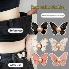 1pc Butterfly Jeans Button Adjustable Waist Tightener Clip for Pants Skirts Snap Cuff Links price