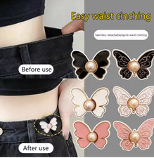 1pc Butterfly Jeans Button Adjustable Waist Tightener Clip for Pants Skirts Snap Cuff Links price