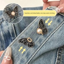 1 Pc Butterfly Jeans Button Adjustable Waist Clips Pants Skirt Tightener Buckle Cuff Links price