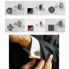 Cufflinks Mens Shirt Wedding Cuff Links Metal Square Rectangle Silver Black Gold Cuff Links price
