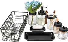 Mason Jar Bathroom Accessories Set 8 Pcs - Lotion Soap Dispenser,Toothbrush Hold Bathroom Accessory Set price