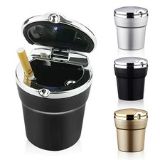 Blue LED Light Bucket With Lid Ashtray Ash Cigarette Rubbish Car Tray Portable Ashtray price