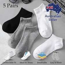 5Pairs Low Cut Socks Cotton Soft Breathable Non-Slip Casual Ankle White Black AU Ankle Socks price