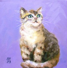Cat Original Oil Painting Animal Wall Art Wall Decor Canvas 8x8 inches Oil Painting price