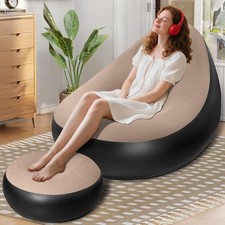 Inflatable Chair for Adults,Portable Inflatables Chairs with Ottoman,Flocked Sur Standard Chair price