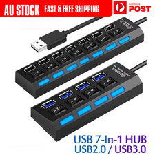 Multi USB 2.0 4/7 Port Hub Splitter Multiple Power Adapter Independent Switch Au Hub & Switch price