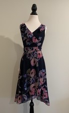 Review Women’s Flippy Midi Floral Fit And Flare Dress Navy Blue Size 6 Dress price