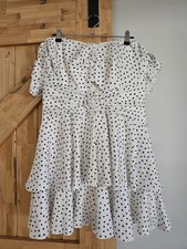 Forever New Paris Polka Dot Mini Dress Size 12 Front Cut Out Fit + Flare Dress price