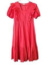 She + Sky Coral Ruffle Sleeve Tiered Midi Dress Size 2XL Dress price