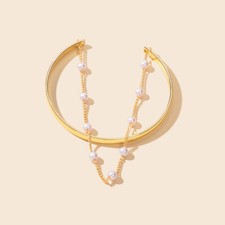 Fashion Faux Pearl Decor Chain Gold Bracelet Diwali Cuff Bangle Women Jewellery Fashion Bracelet price