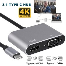 USB Type C to HDMI VGA Adapter HUB Video Converter Cable For Laptop HDTV Tablet Computer Converters and Adapters price