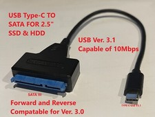 USB 3.1 Type-C to SATA Cable, Converter, Adapter Cable, For 2.5" SATA HDD or SSD Computer Converters and Adapters price