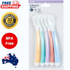 5 Pack Weaning Spoons Long Handle Feeding Time Baby Girl / Boy BPA Free Plastic Baby Feeding Spoon price