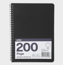 A5 Spiral Notebook - Black-200 Pages with Frees hipping Spiralli Defter price