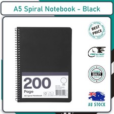 A5 Spiral Notebook - Black - 200 Pages - 58 GSM Page with Free Shipping AU Spiralli Defter price
