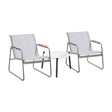 Livsip 3PCS Outdoor Bistro Set 50cm Coffee Table Textilene Patio Chair Table & Chair Set price