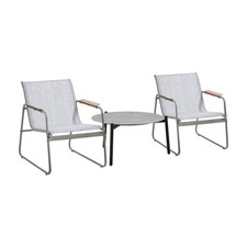 Livsip 3PCS Outdoor Bistro Set Patio Chair 70cm Grey Table Textilene Table & Chair Set price