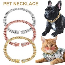 Pet Dog Cat Collar Chain Metal Diamond Cuban Bling Chain Necklace 40cm-60cm Gift Diamond Necklace price