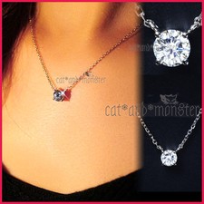 18K WHITE GOLD GF SOLITAIRE 1.5CT SIGNITY DIAMOND LADIES GIRLS PENDANT NECKLACE Diamond Necklace price