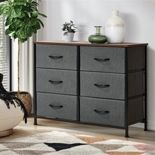 Oikiture 6 Chest of Drawers Storage Cabinet Dresser Organizer Fabric Grey Dresser price