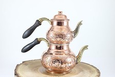 Turkish Handmade Copper Teapot Set Samovar Double kettle Çaydanlik Chisel Work Samovar price