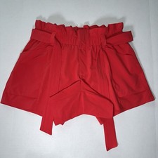 Athleta Women’s Red Paper Bag Shorts Belted tie Waist with Pockets Athleisure Women's Belt Bag price