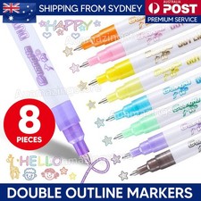 8 Colours Card Writing Drawing Double Line Outline Pen Highlighter Marker Pen Highlighter Pen price