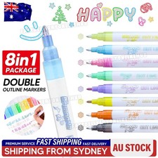 8 Colours Card Writing Drawing Double Line Outline Pen Highlighter Marker Pen Highlighter Pen price