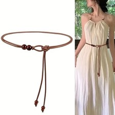 Women's Adjustable Slim Waist Belt Brown Bead Dress Belt Fashion AU Women's Belt price