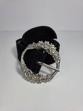 Free People Women’s Black Suede Belt Sabine Silver Buckle Small Medium Western Women's Belt price
