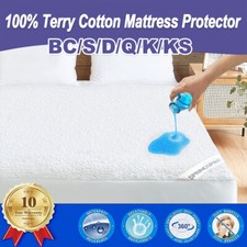 100% Waterproof Terry Cotton Fitted Mattress Protector Single/Double/Queen/King Mattress Protector price