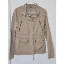 Aeropostale Womens Tan Utility Field Jacket Cotton Twill Military M Medium Tan Long Coat price