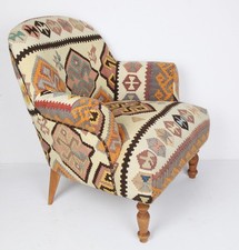 Handwoven Tribal Kilim Upholstered Armchair – Comfortable Handmade Bergere Chair Armchair & Bergere price