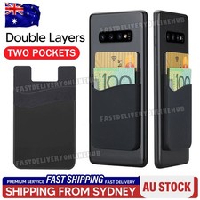 Double Silicone Mobile Phone Back Card Holder Wallet Stick On Cash ID Soft NEW Unisex Card Holder price