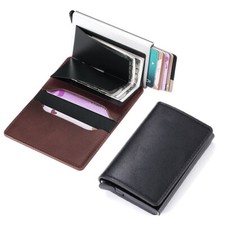 Unisex Leather Credit Card Holder PU Automatic Pop-up Blocking Wallet Purse Case Unisex Card Holder price