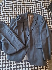 Oliver Hilton Mens Grey Pinstripe 2 Piece Suit Pure Wool Tailored Fit 104R... Men's Suit price