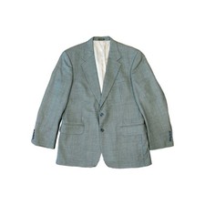 Oscar De La Renta Wool Suit Jacket Blazer Men's 41R Black Beige Houndstooth EUC Men's Suit price