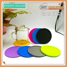 Black Round Silicone Coasters Non-slip thermal insulation Cup Mats Pad Drink AU Coaster price