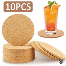 Set Of 10 Natural Plain Real Cork Coasters - Round & Thick 9cm/3mm Coaster price