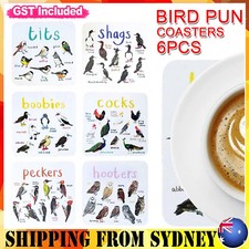 Set of 6 Bird Pun Coasters Funny Coasters for Drinks Kitchen Bar Decoration Gift Coaster price