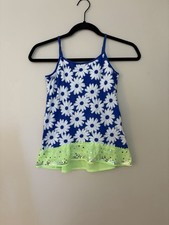 Justice Blue Daisy with Green Sequined Tank Top Size 10 EUC Girls' Tank Top price
