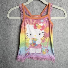 Hello Kitty VTG Girls Tank Top Casual Top Sz 6X Hot Pink Front Graphic 90s Girls' Tank Top price