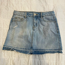 Forever 21 Girls Blue Denim Mini Skirt 11/12 Button Closure Pockets Girls' Skirt price