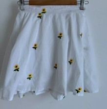 Pretty Girls White Skirt With Yellow Floral Stretch Waist Size Large Age 10-14 Girls' Skirt price