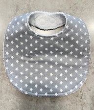 Grey With White Stars Baby Bib Newborn Front Towel Backed Free Post Absorbent Baby Towel price
